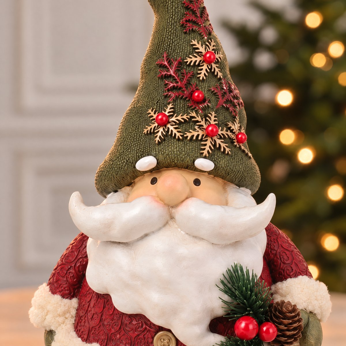 Figurine père Noël pin enchanté décorative artificielle H28 NOËL rouge, SIA