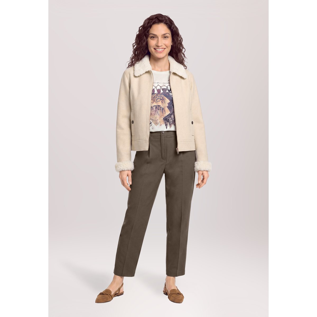Veste casual à col taupe, CARTOON