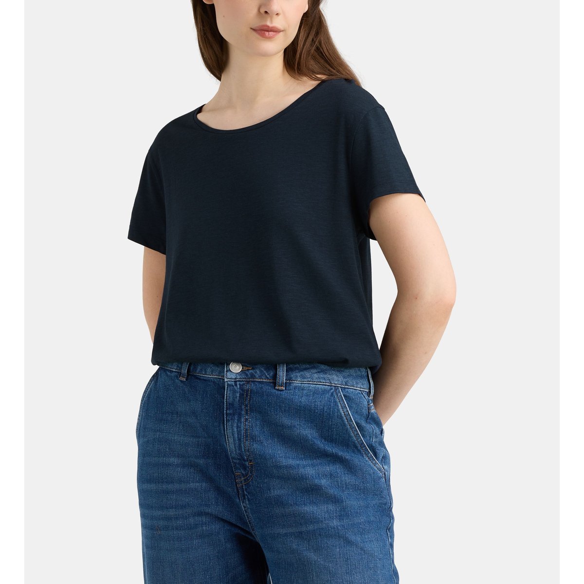 T-shirt noris r droit coton mélangé bleu marine, GALERIES LAFAYETTE