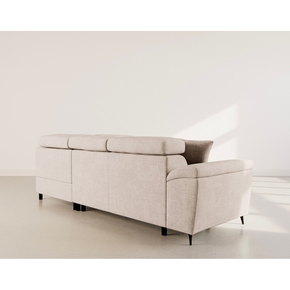 Canapé angle droit convertible velours texturé, CAMILLE beige, BEST MOBILIER