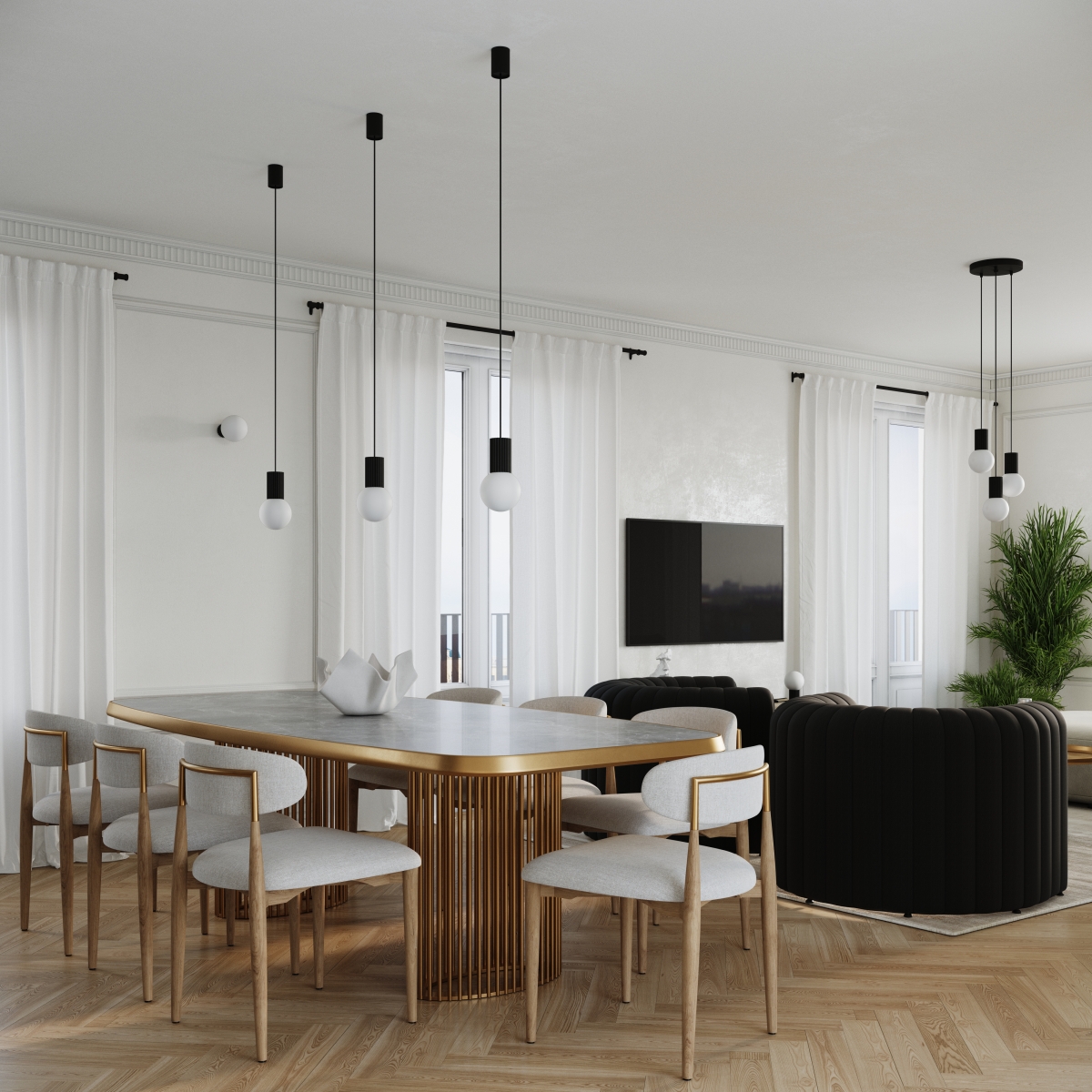 Suspension Aluminium Noir G9 1 Halo noir, EDEN