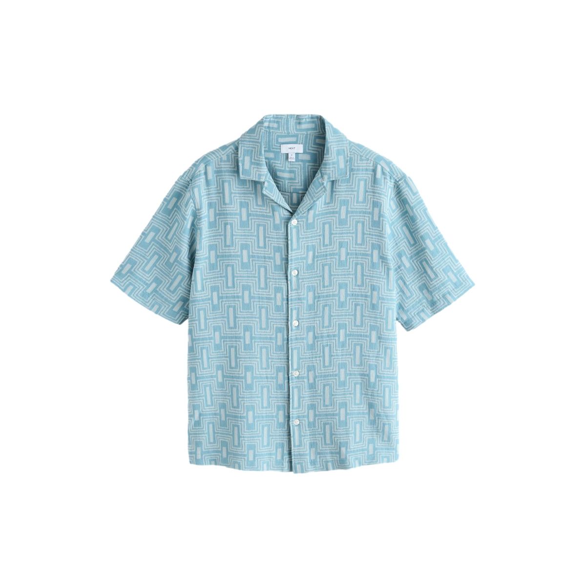 Chemise manches courtes à imprimé bleu géométrique, NEXT