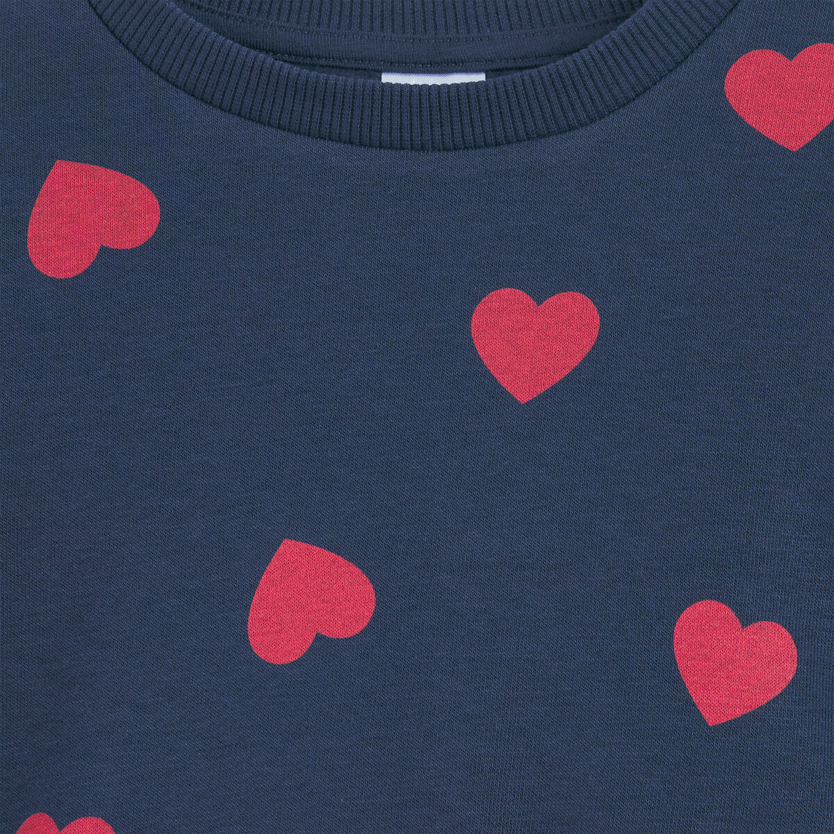 Heart Print Crew Neck Fleece Sweatshirt navy blue, LA REDOUTE COLLECTIONS