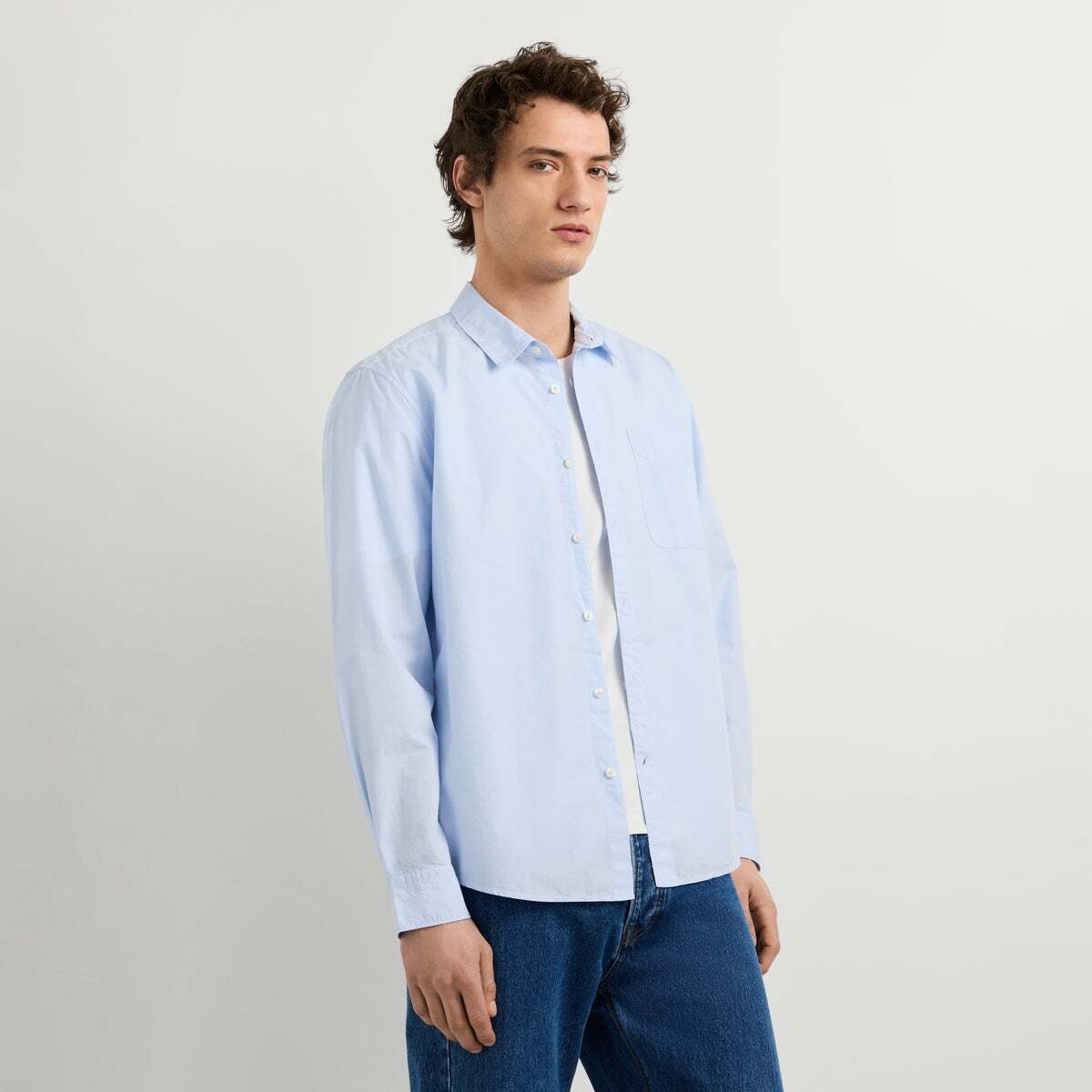 Chemise Coupe Regular En Popeline bleu javel, PEPE JEANS