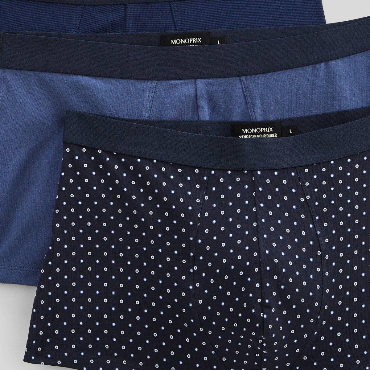 Lot de 3 boxers marine, MONOPRIX