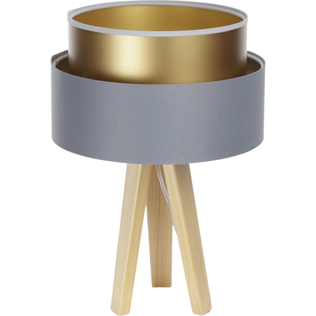 Lampe à poser en satin, DUO ELLEGANT gris satin avec intérieur doré, BPS KONCEPT