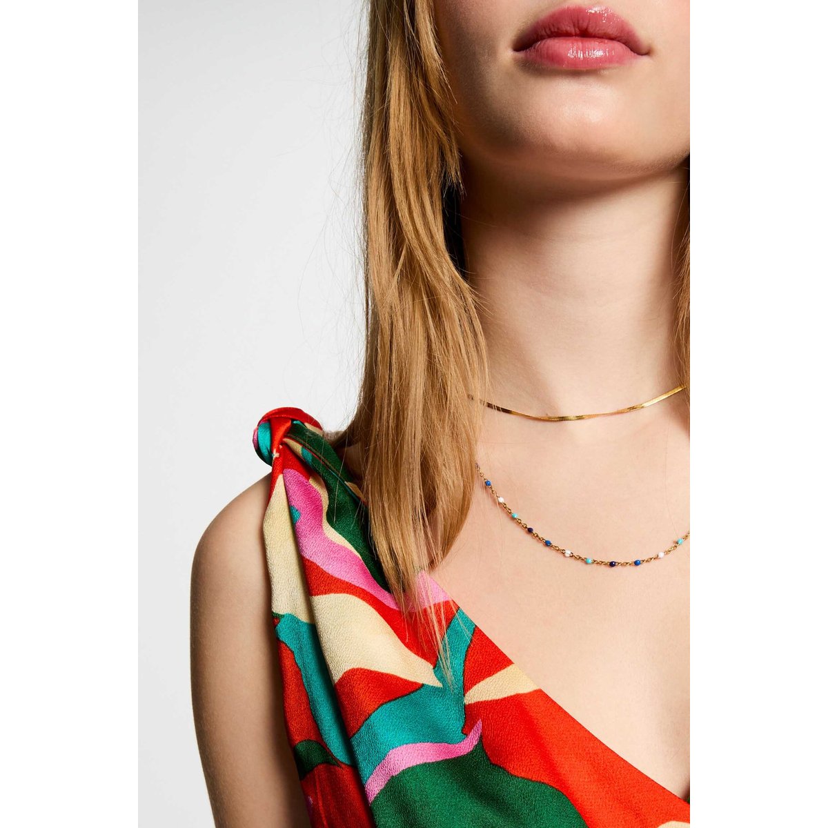 Robe longue droite imprimée multicolore, MORGAN
