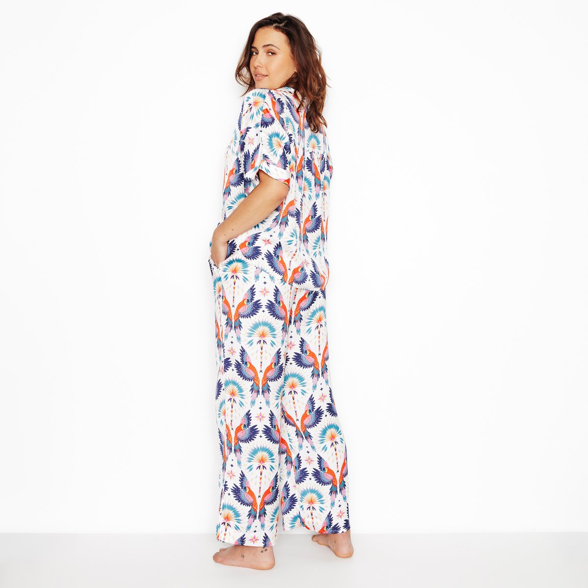 Pantalon pyjama GIRLY multico blanc, ROUGEGORGE LINGERIE
