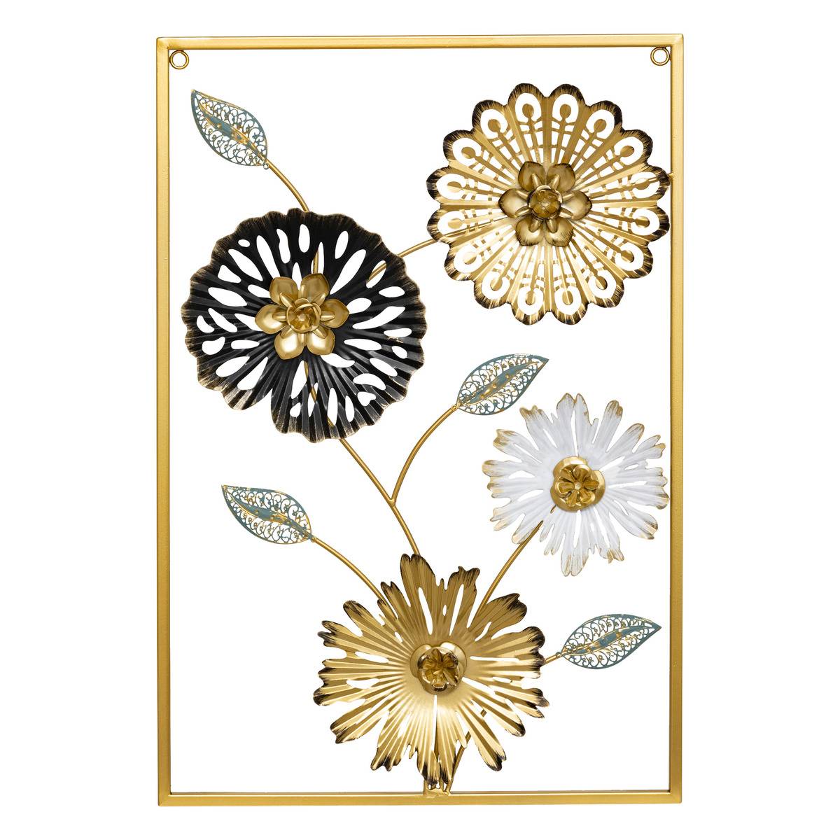 Décoration murale fleurs 3D en fonte FLORINE noir, ATMOSPHERA