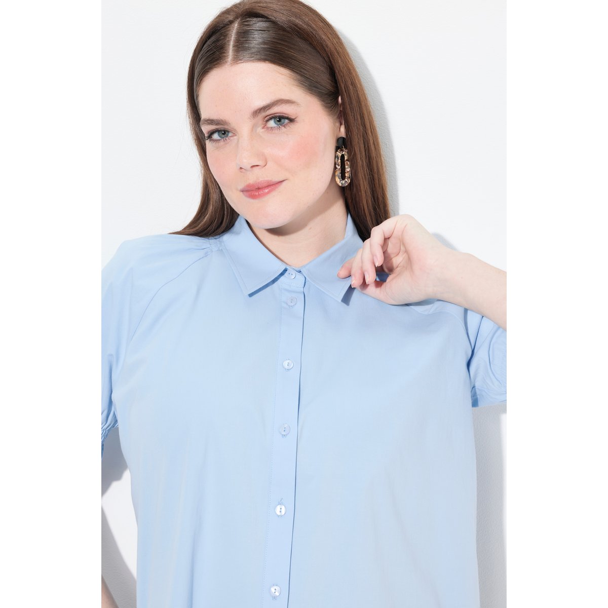Chemisier, détails smokés, col chemise bleu pigeon, ULLA POPKEN