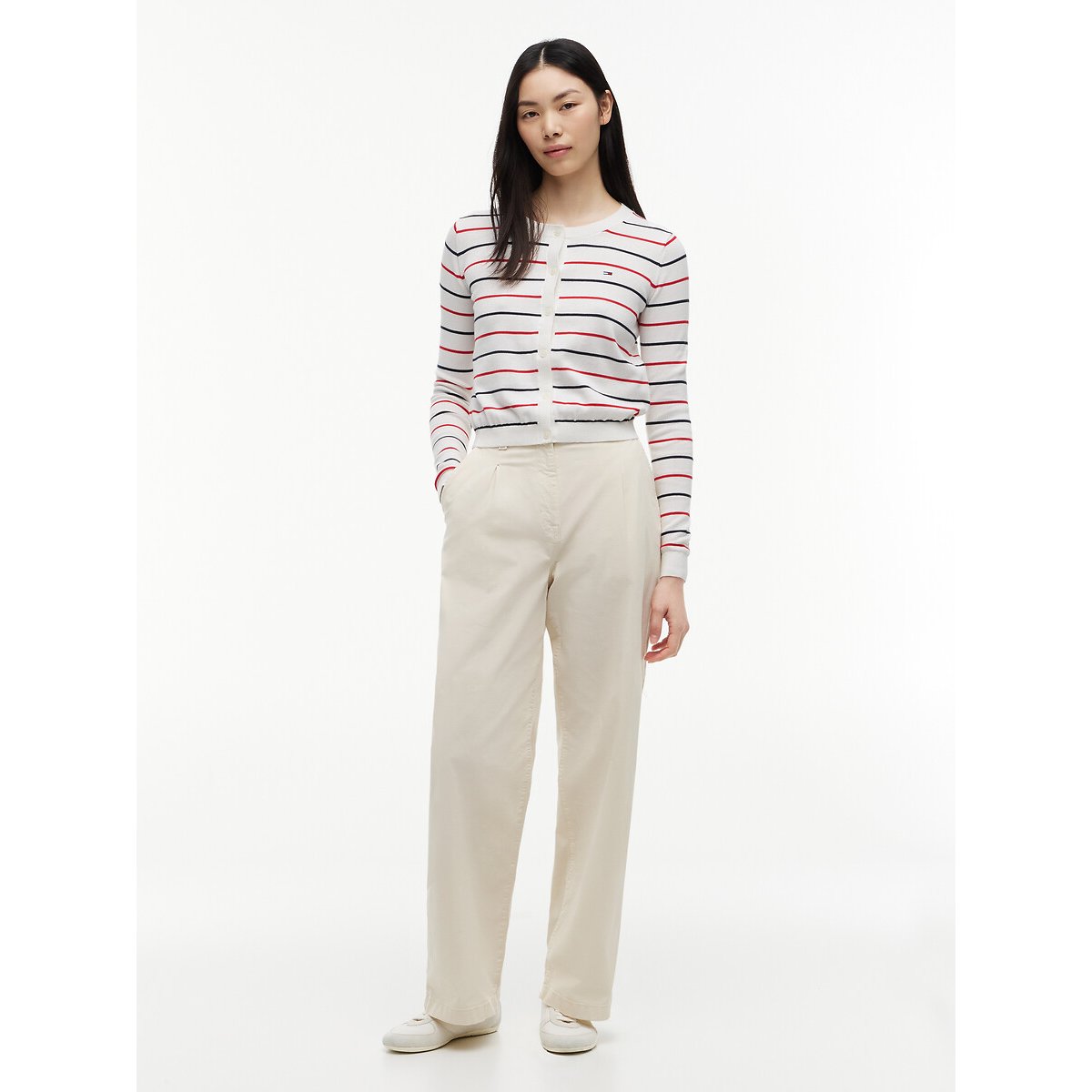 Cardigan col rond blanc/rouge/bleu, TOMMY JEANS