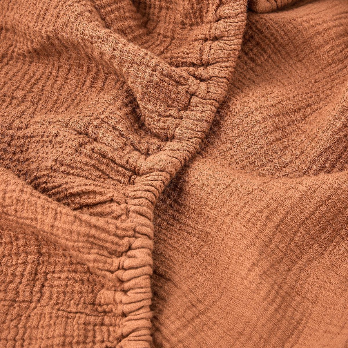 Drap housse uni, gaze de coton, 100% coton bio GOTS chevreuil, MONOPRIX