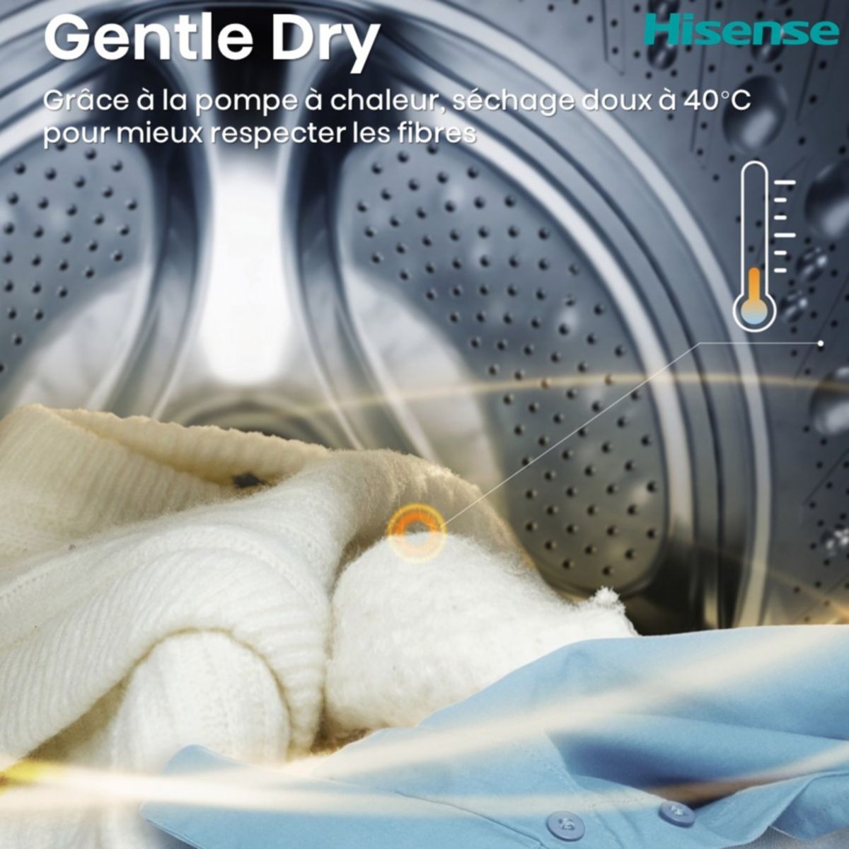 Lave linge séchant hublot WD5I1245BWRH couleur unique, HISENSE