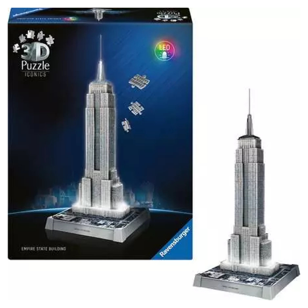 Puzzle 3D 216 pieces - Empire State Building illumine couleur unique, RAVENSBURGER
