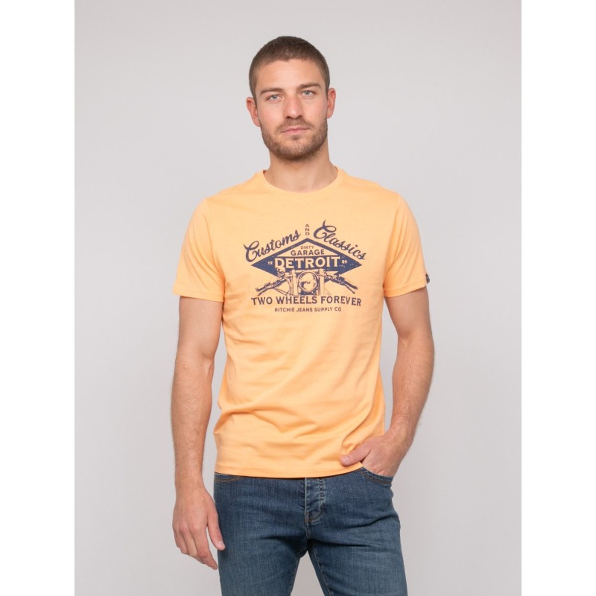 T-shirt Coton Motifs Nouparix orange, RITCHIE