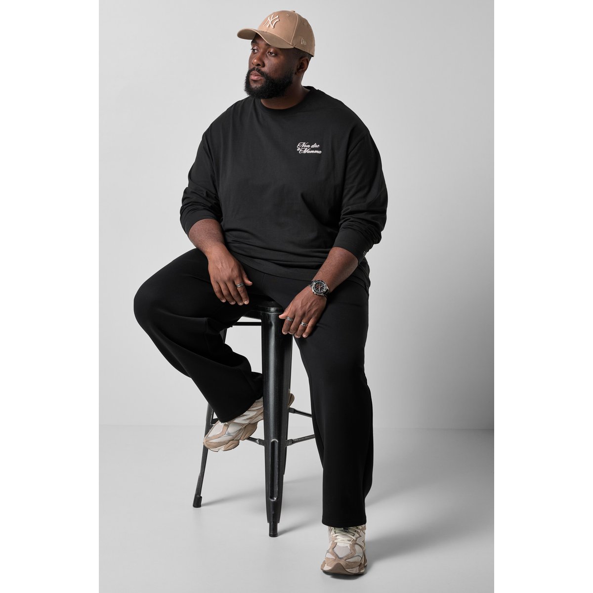 Pantalon en molleton, coupe ample noir, STHUGE