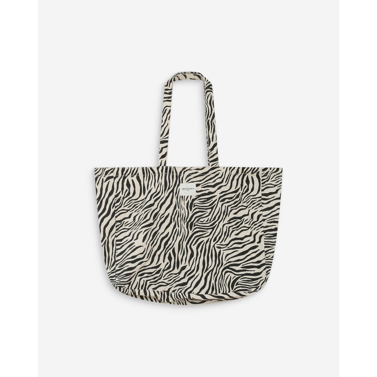 Tote bag large en denim à motif zebre Voyage zebre, GRACE & MILA