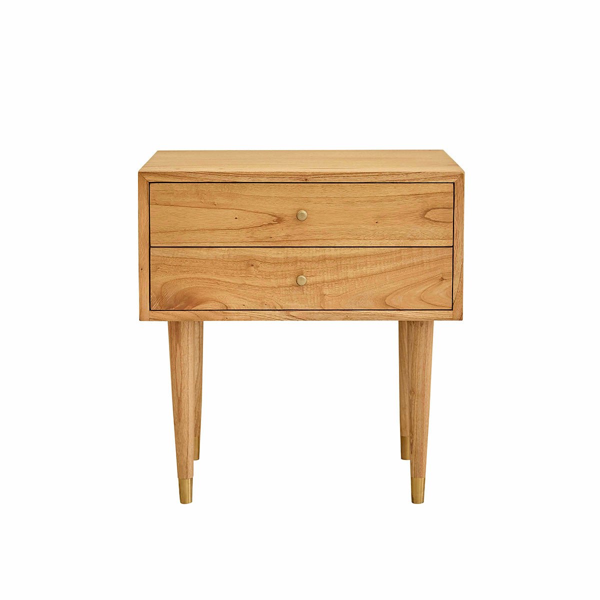 Table de chevet en bois massif 2 tiroirs  PIA naturel, BERAH GETAH