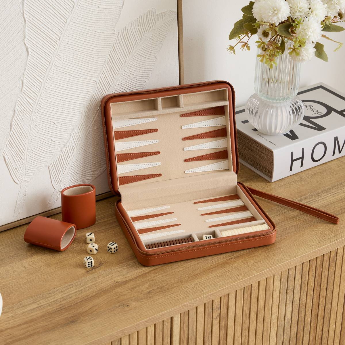 Jeu de backgammon MADY marron camel, ATMOSPHERA