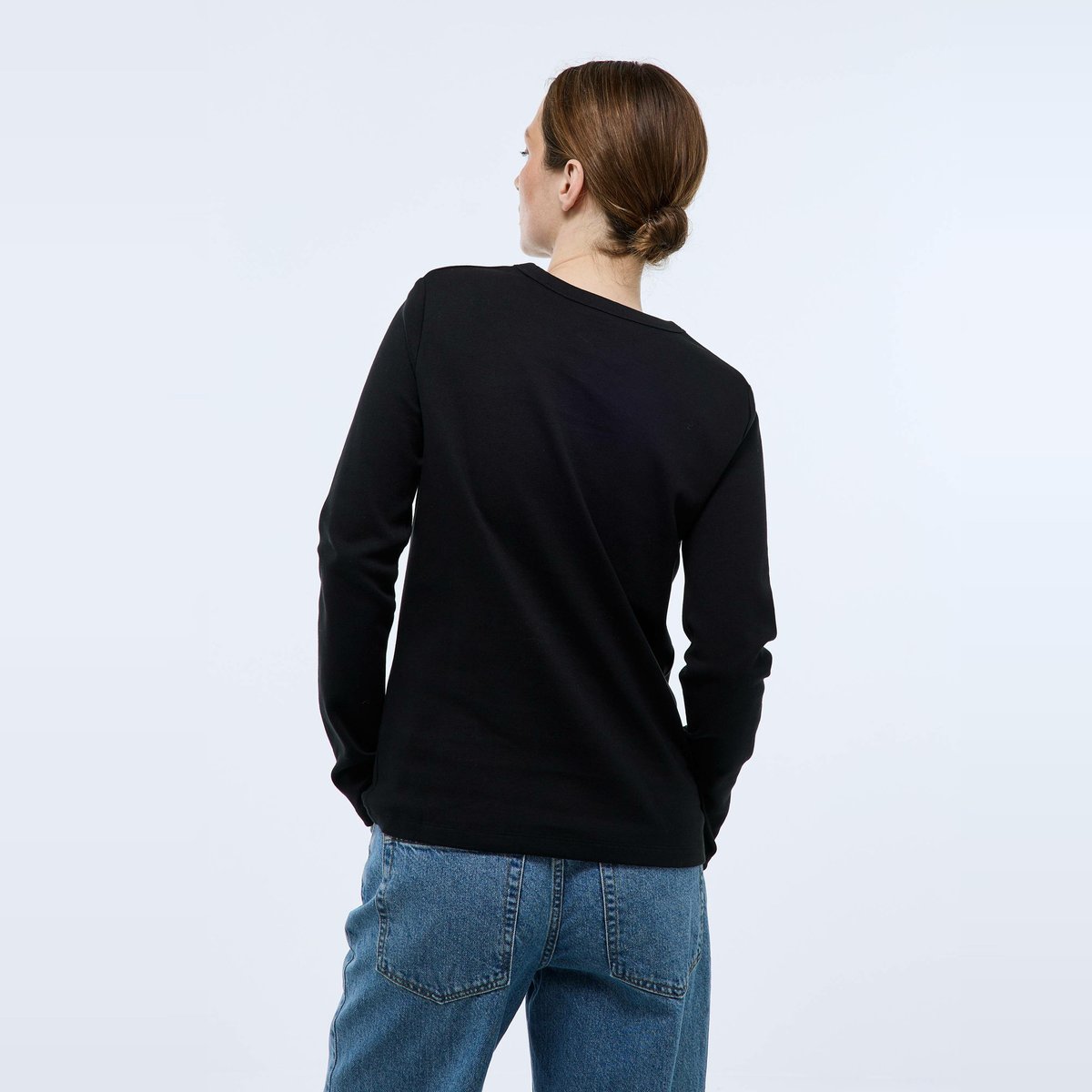 T-shirt manches longues épais en coton BIO GOTS noir, MONOPRIX