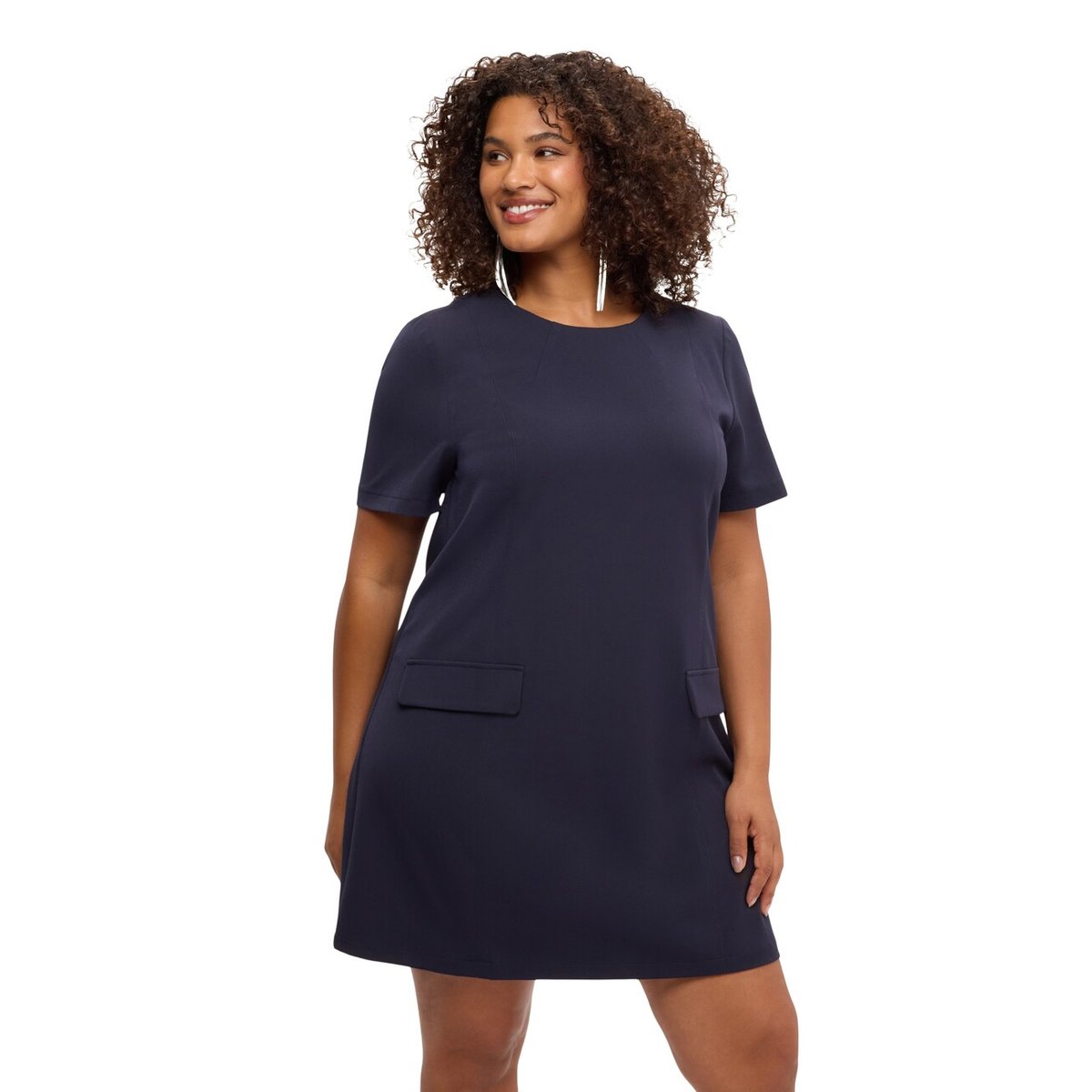 Robe courte évasée avec poches bleu, FIORELLA RUBINO