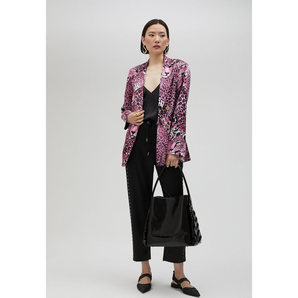 Blazer en satin imprimé léopard léopard, LOLA CASADEMUNT