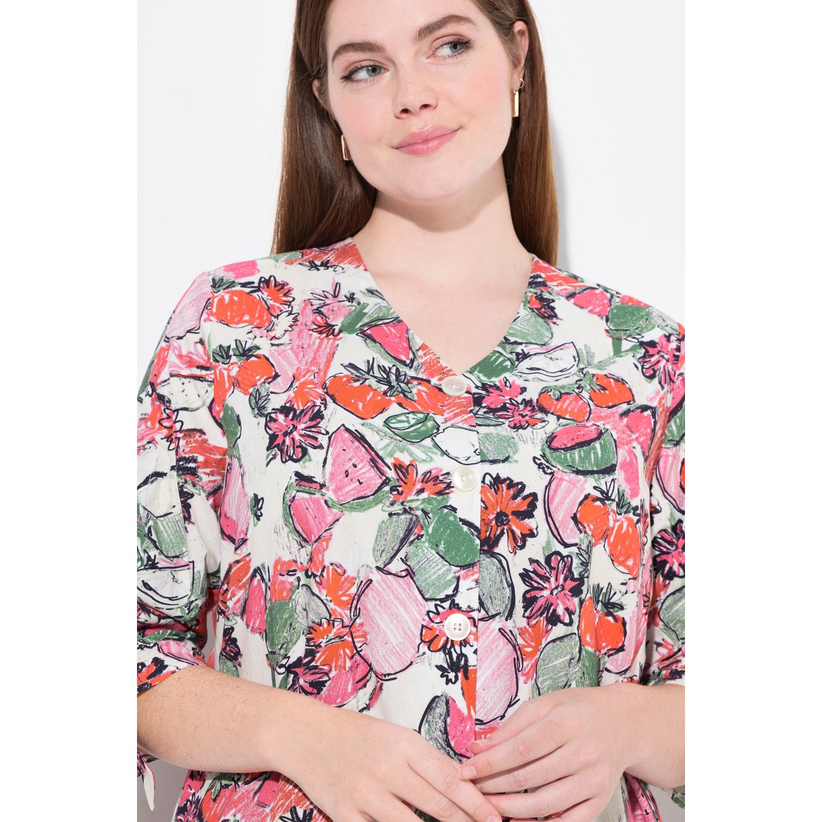 Blouse, Coupe Oversize, Encolure V argile cuite, ULLA POPKEN