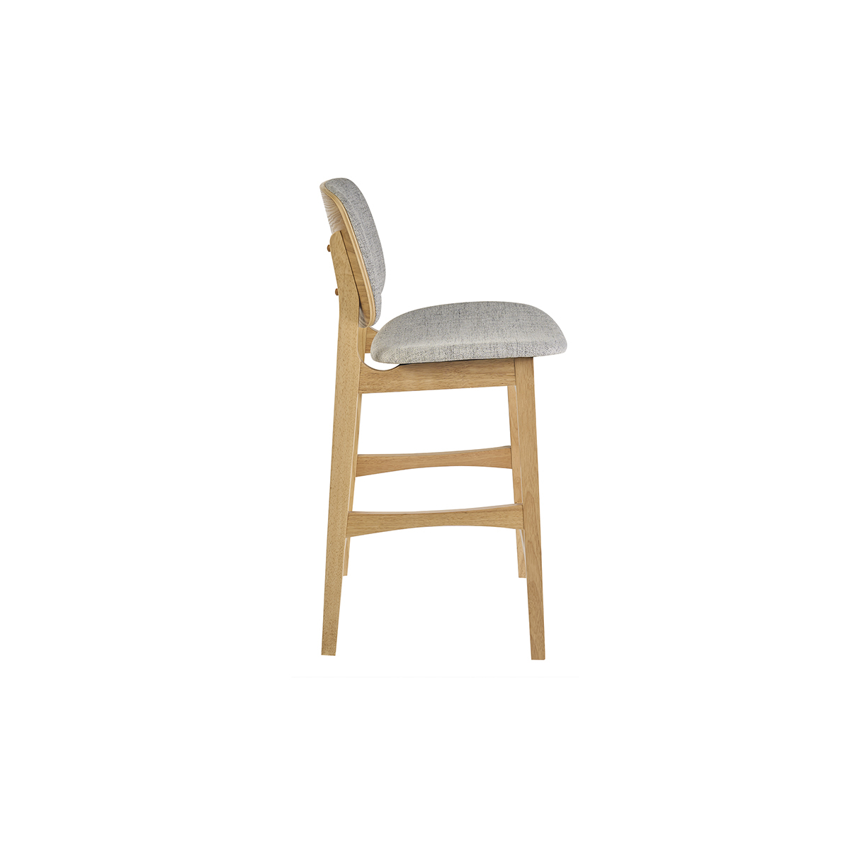 Tabourets scandinaves en bois clair frêne et tissu gris clair H66 cm (lot de 2) SOQUETTE gris, MILIBOO