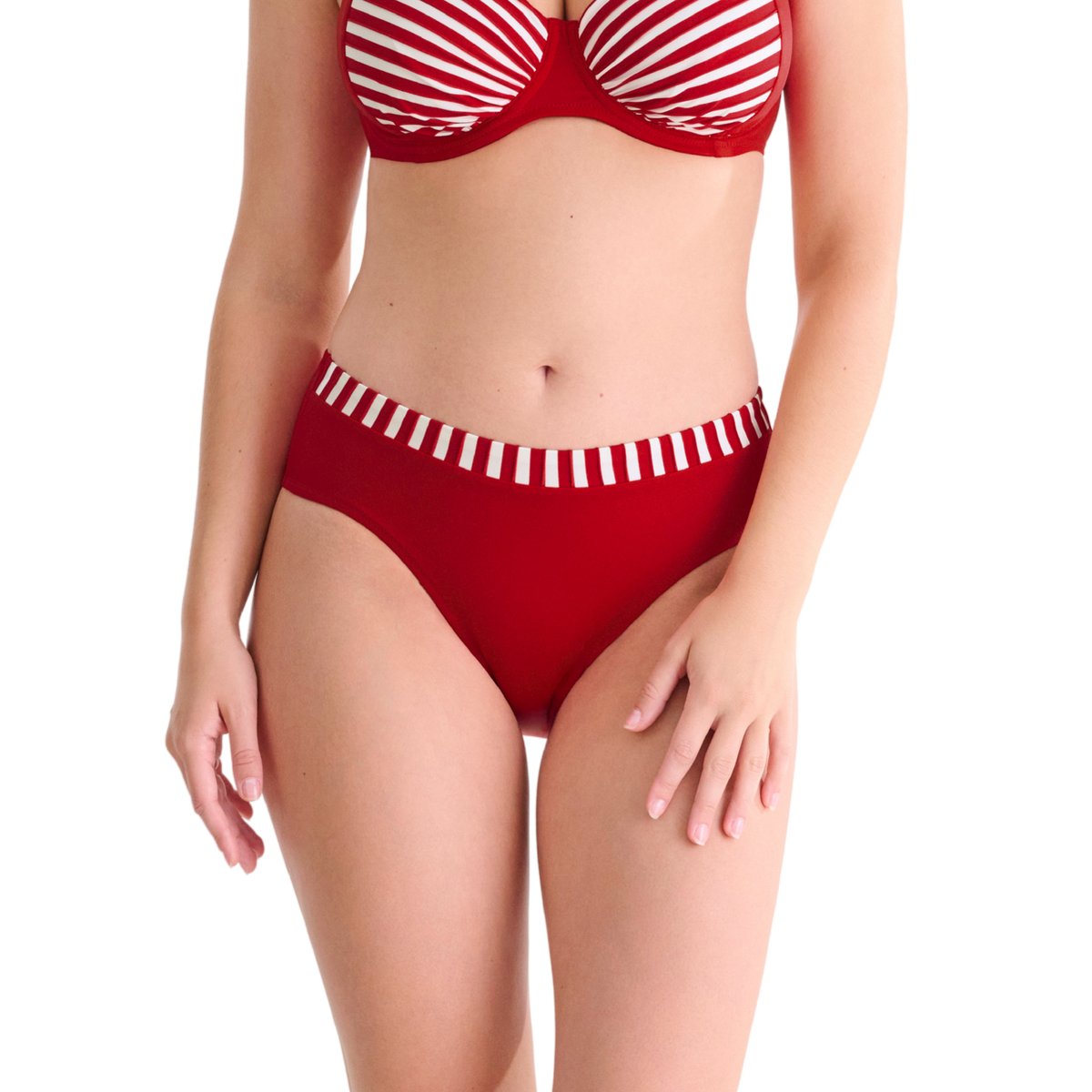 Bas maillot slip de bain taille haute BONDI BEACH rouge, LISCA