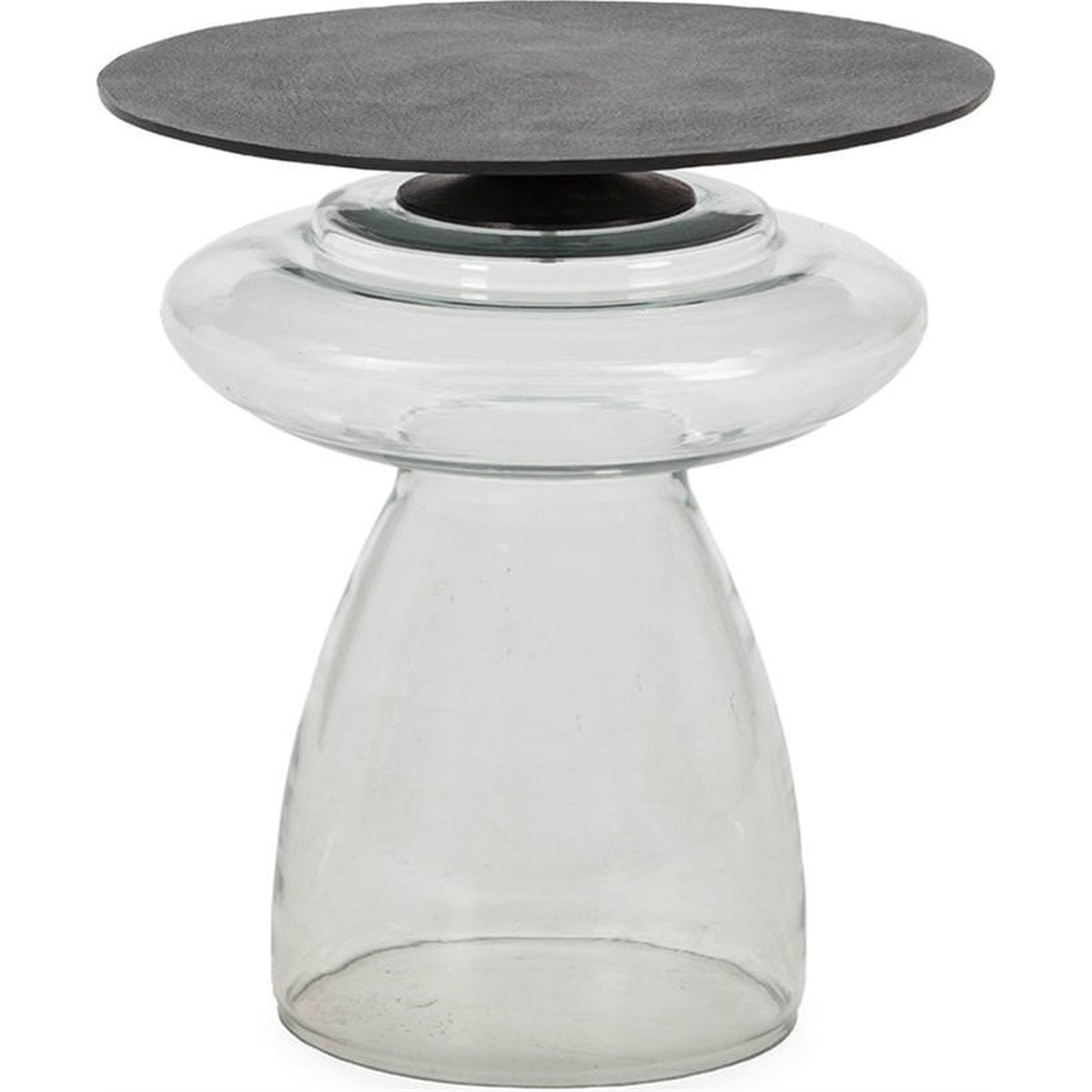 Table d'appoint sculpturale en verre bronze vieilli et transparent, RECOLLECTION
