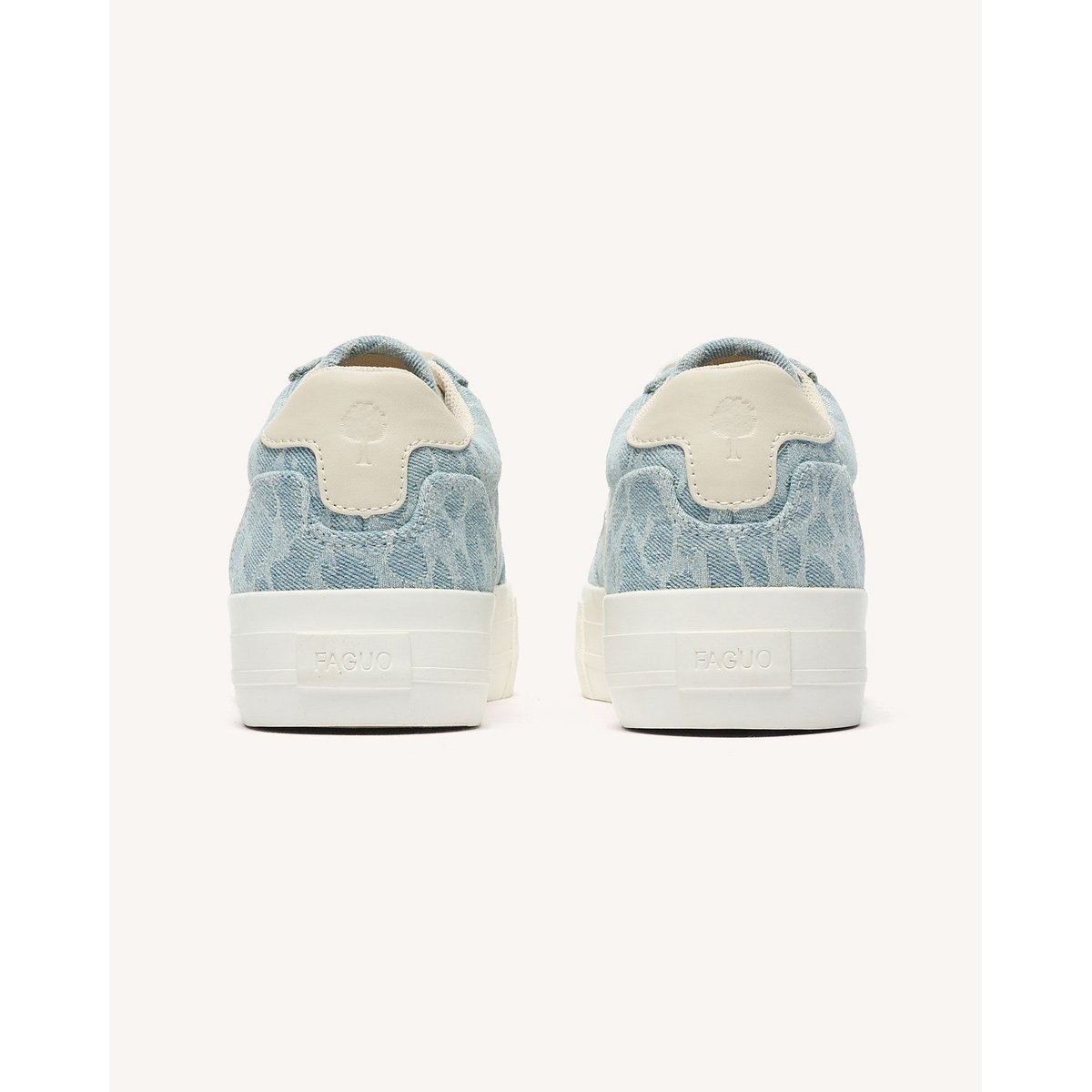 Tennis basses tissu WALNUT PLATFORM bleu clair et crème, FAGUO