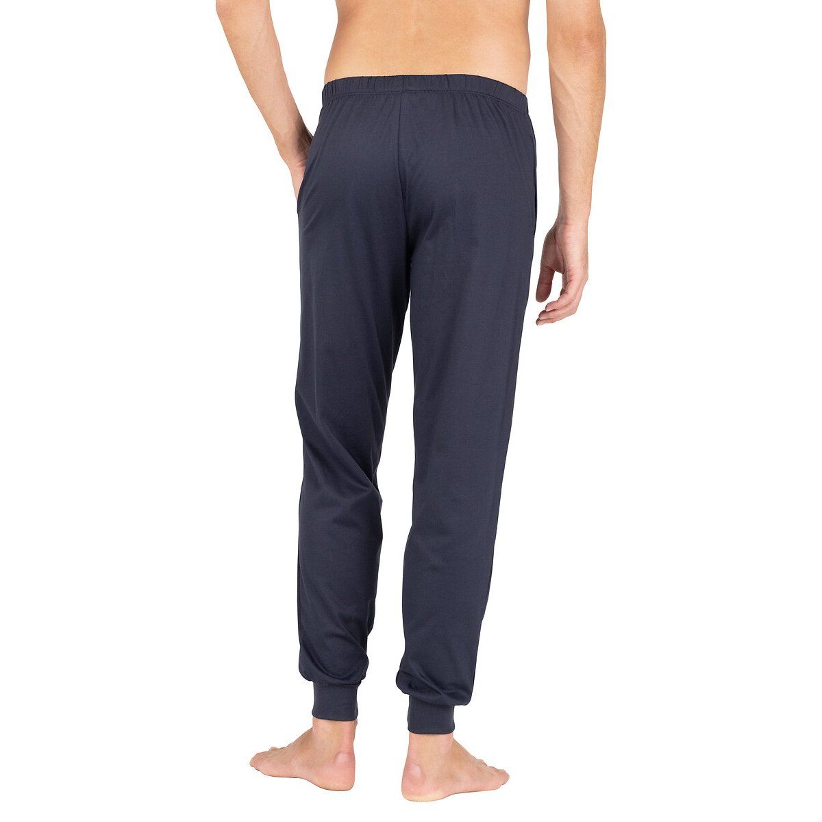 Pyjama mercerisé imprimé col rond bleu marine/imprimé, EMINENCE