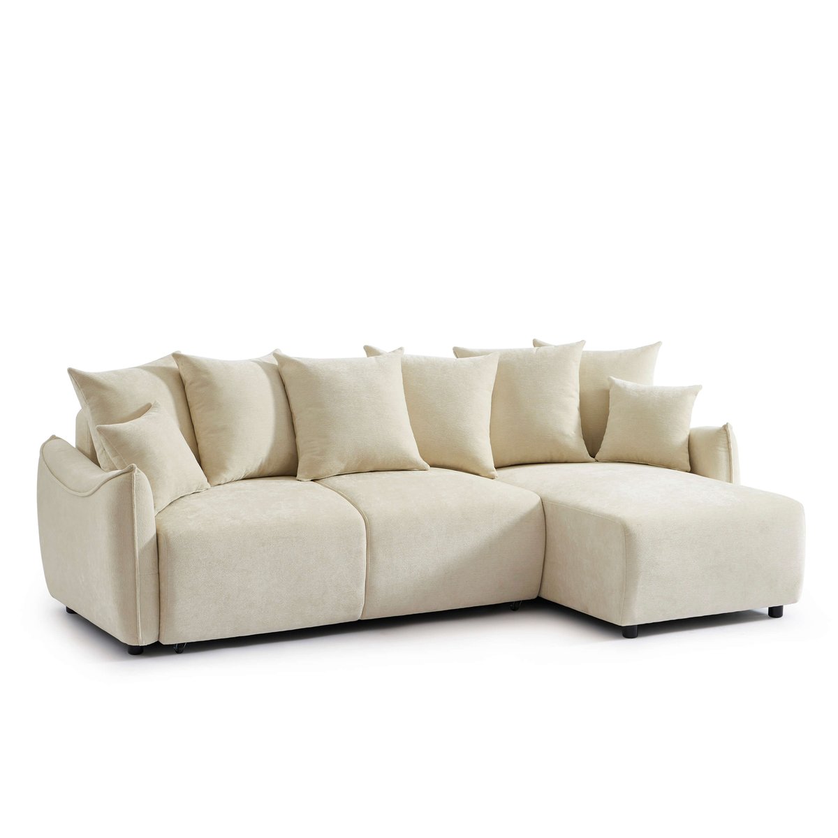 Canapé d'angle convertible tissu  OPALINE beige, BAÏTA