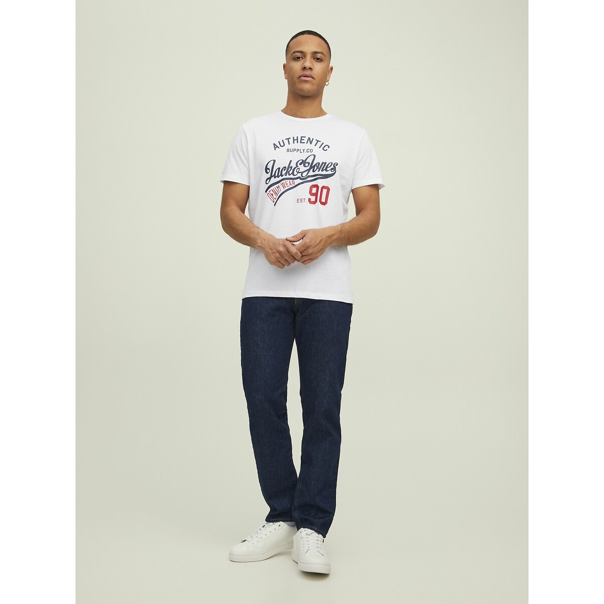 Lote de 3 camisetas negro + blanco + azul marino, JACK & JONES