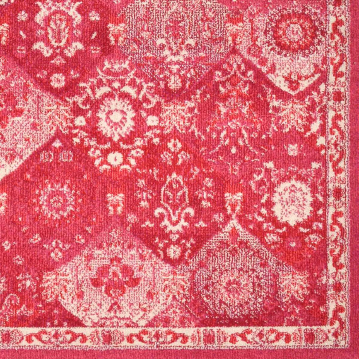 Tapis orient tissé motif traditionnel OLNA rose, blanc, UN AMOUR DE TAPIS