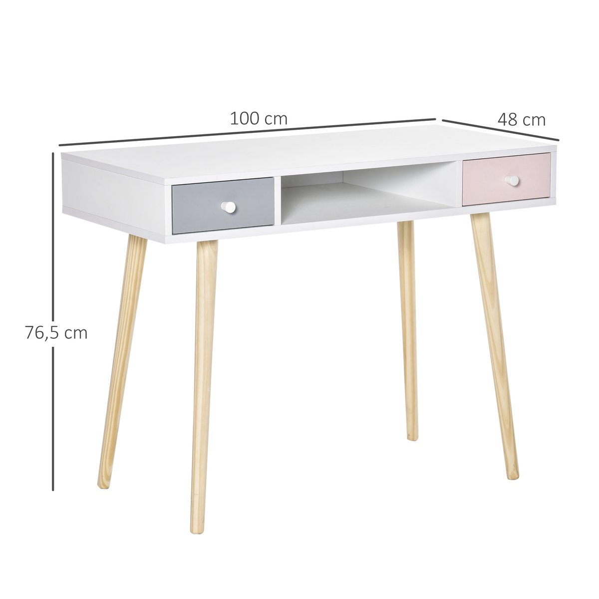 Bureau pour enfants MDF Blanc blanc, HOMCOM