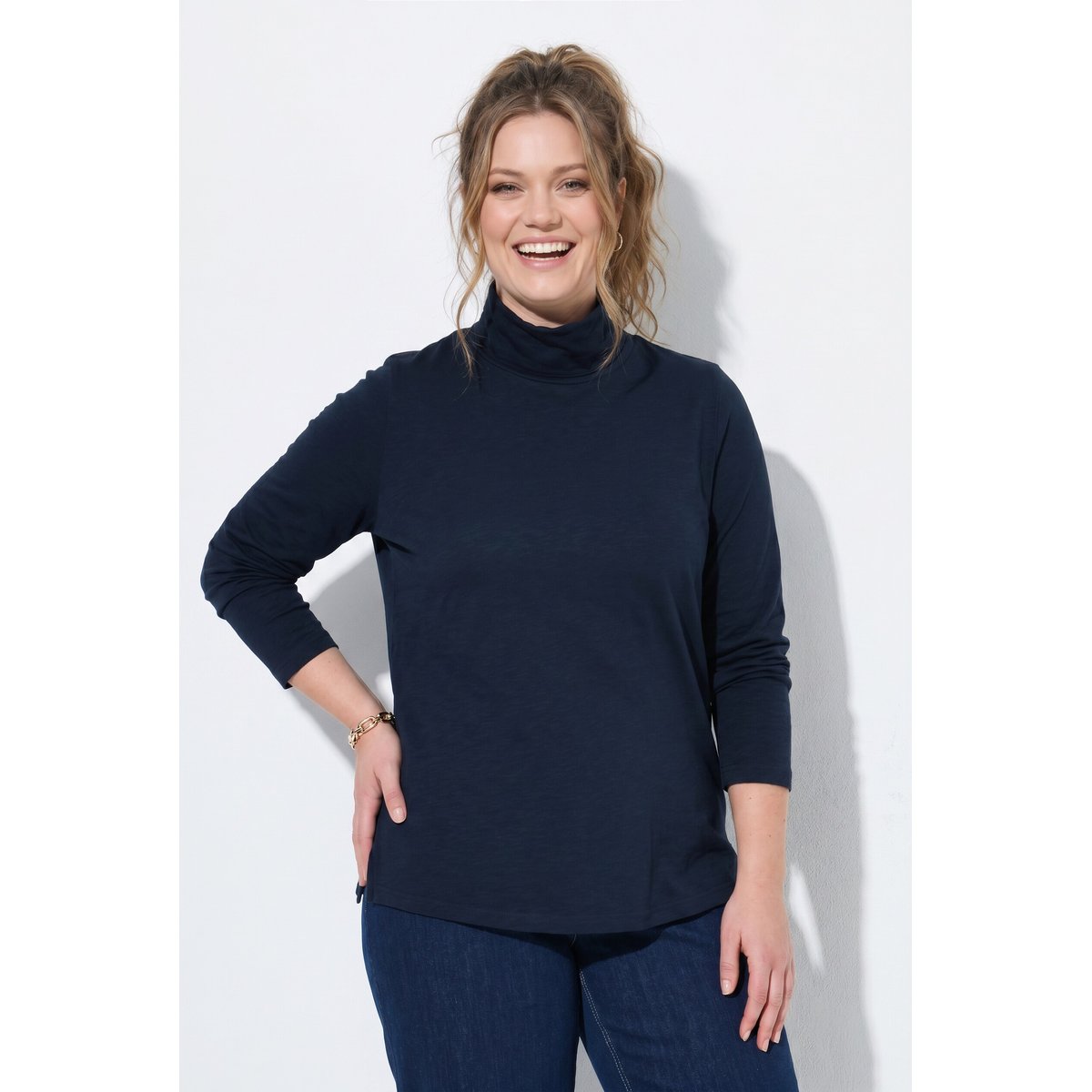 T-shirt en coton bio marine, ULLA POPKEN