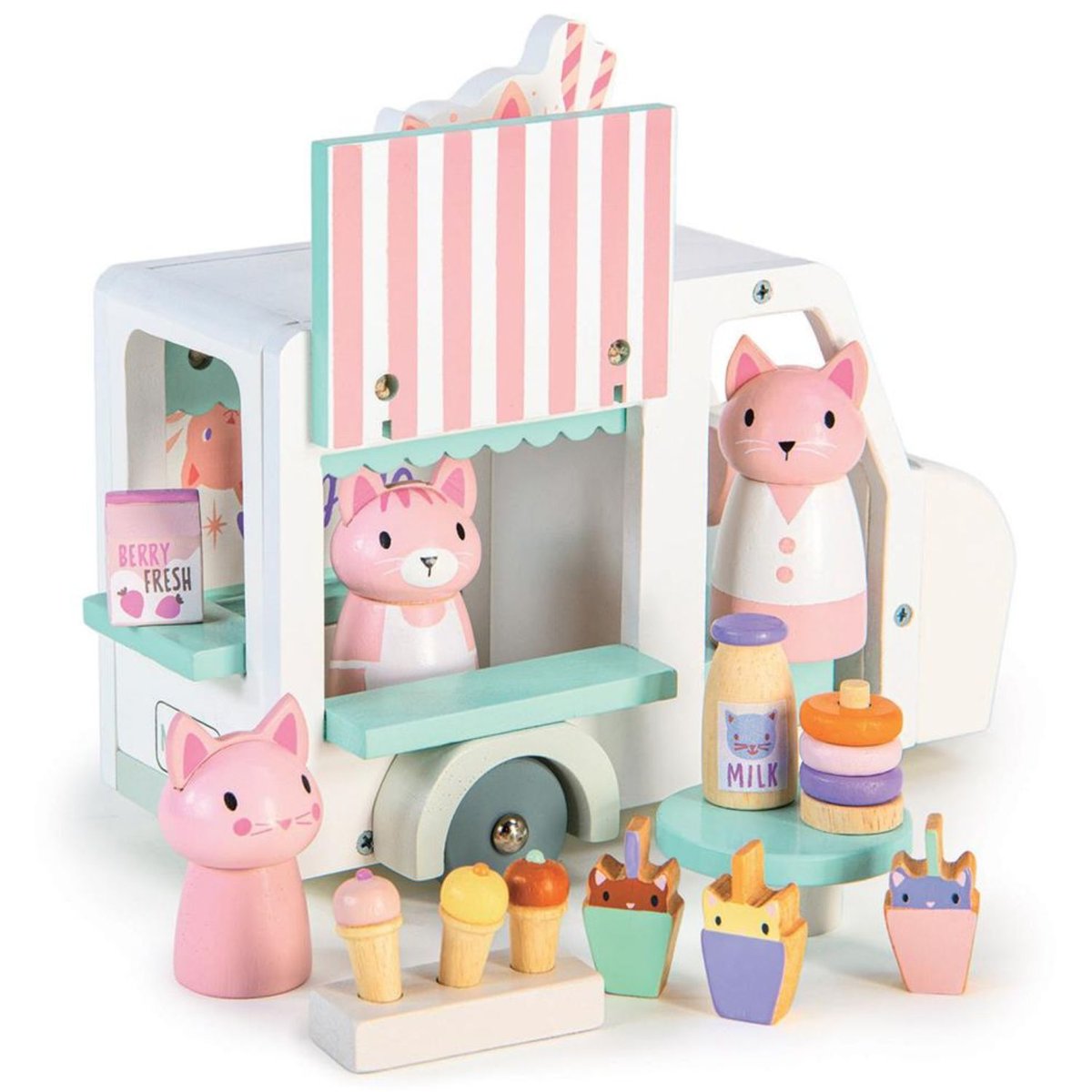 Camionnette à Milkshake Kitty blanc, rose, vert, TENDER LEAF TOYS