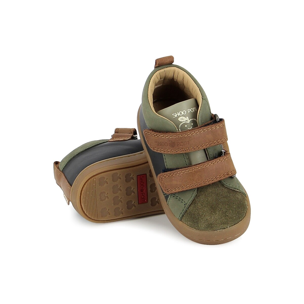 Baskets montantes en cuir, KIKO SCRATCH kaki/bleu marine, SHOO POM