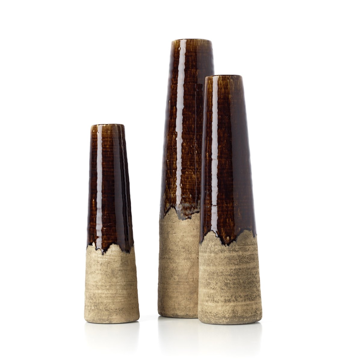Vase en grès cérame AMBER CONE marron ambré, BAZAR BIZAR