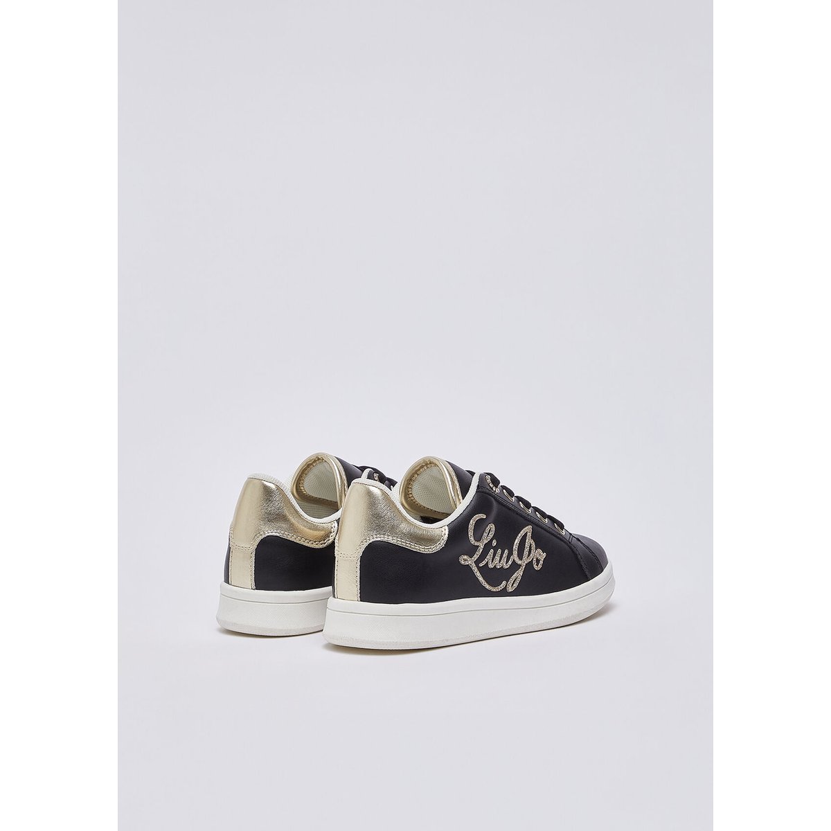 Sneakers avec logo pailleté noir et or, LIU JO