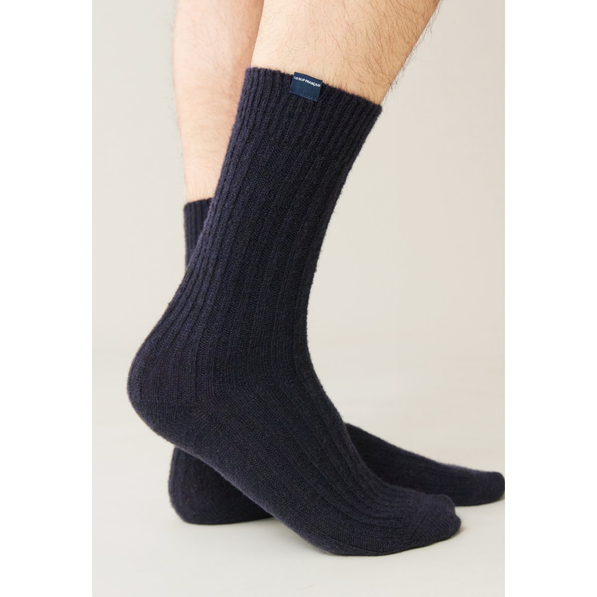 Lot de 2 chaussettes mi-hautes et en mohair Andy bleu marine gris, LE SLIP FRANCAIS