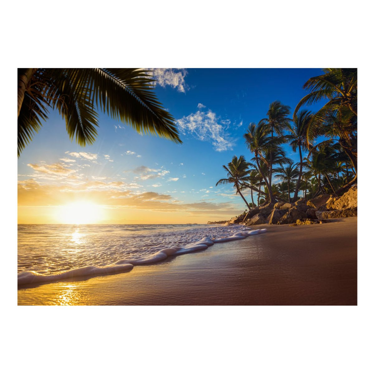 Papier peint intissé panoramique Paysage Tropical Beach beige, EDEN