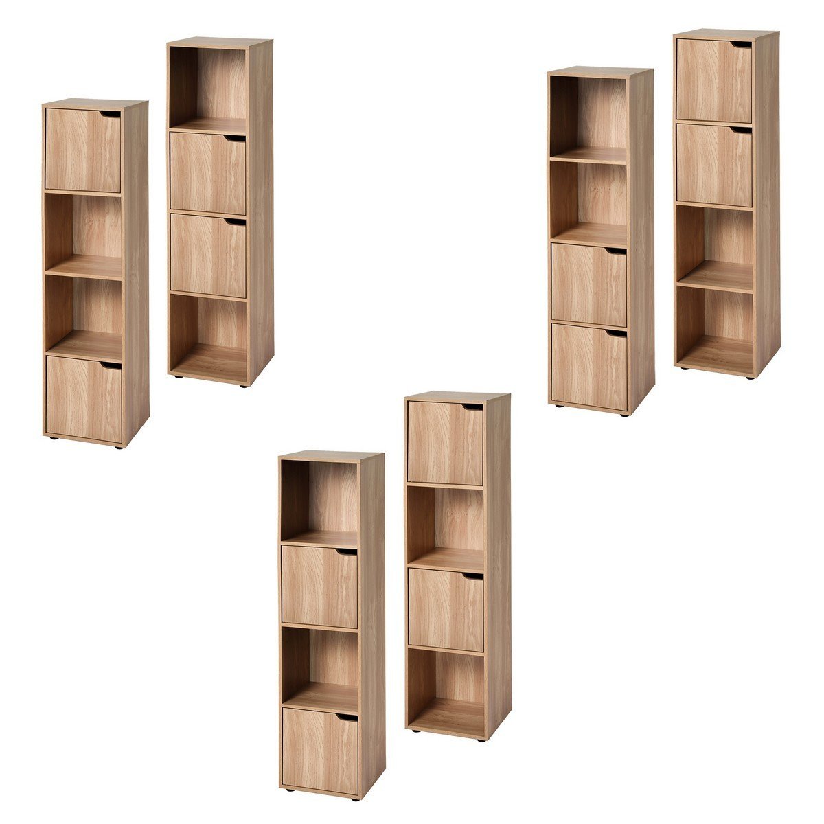 Meuble 4 cases décor bois 2 portes - Modu bois, CALICOSY