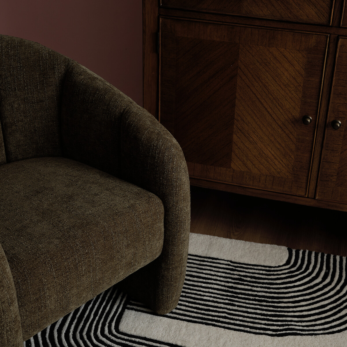 Carleton Textured Boucle Mid-Century Tub Chair moss green, ÉDITÉ