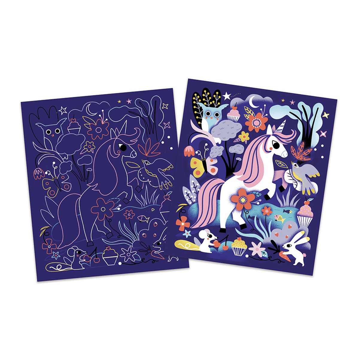Scratch Art Irisés Licornes couleur unique, JANOD