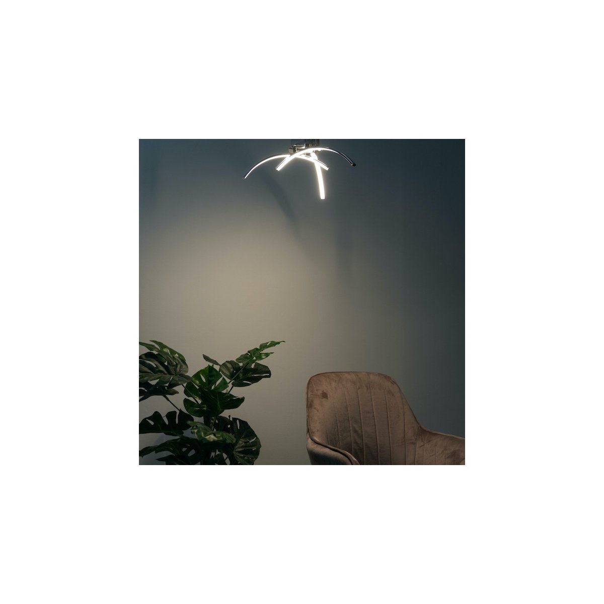 Plafonnier LED 3 bras chromés - OVA argenté / chromé, KOSILUM