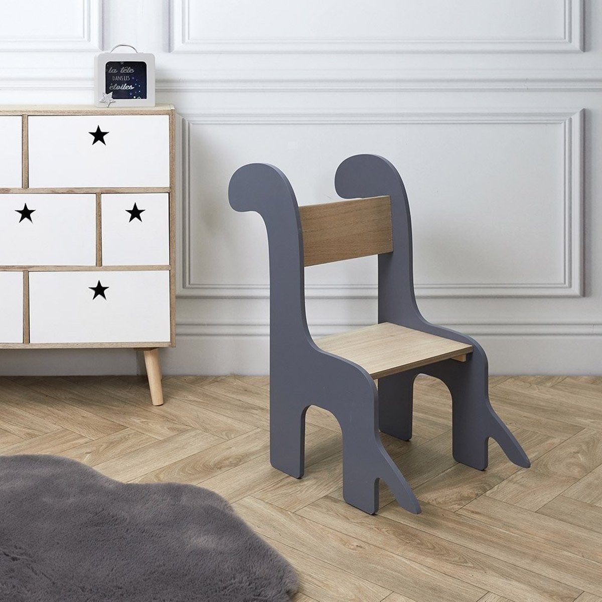 Chaise enfant dino gris, DECORATIE