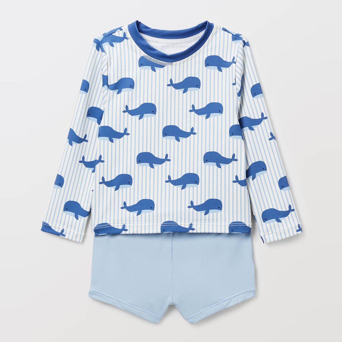 Maillot de bain tee-shirt manches longues imprimé et short uni anti-UV ecru, BOUT'CHOU