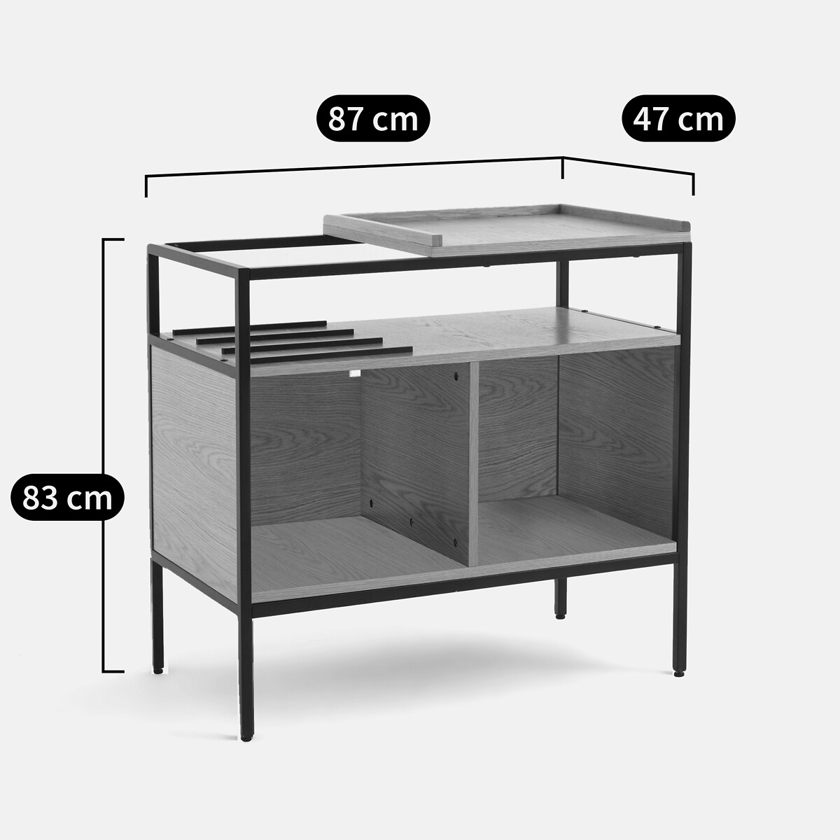Volga Vinyl Cabinet L87cm oak, LA REDOUTE INTERIEURS